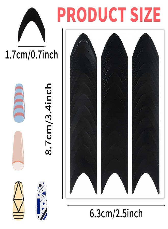 Larrel 1560 Pcs French Tip Nail Stickers,French Tip Nail Guides,Self-Adhesive Moon Shaped V-Shaped Manicure Strips Black Nails Stickers Stencil for Edge Auxiliary DIY Decoration Stencil Tools(40 Sheets) - Image 2